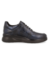 RONDA NAVY BLUE, COMFORT SHOES WOMEN METAL LEATHER , LARGE WIDTH AND REMOVABLE INSOLE