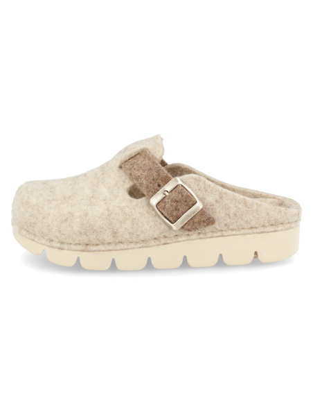 ANATOMIC LADIES' D'TORRES AINA BEIGE SLIPPERS, MADE OF WARM FELT THAT INSULATES FROM THE COLD.