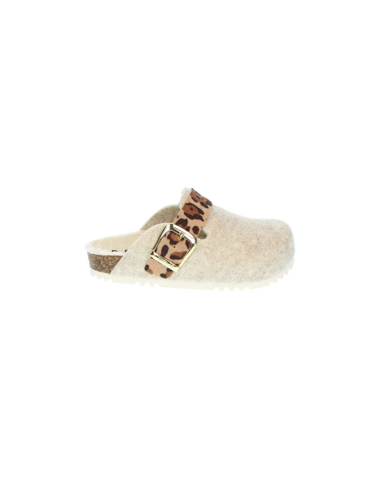 Greta Beige, D'Torres Women's Anatomical Slippers, made of felt and wool.